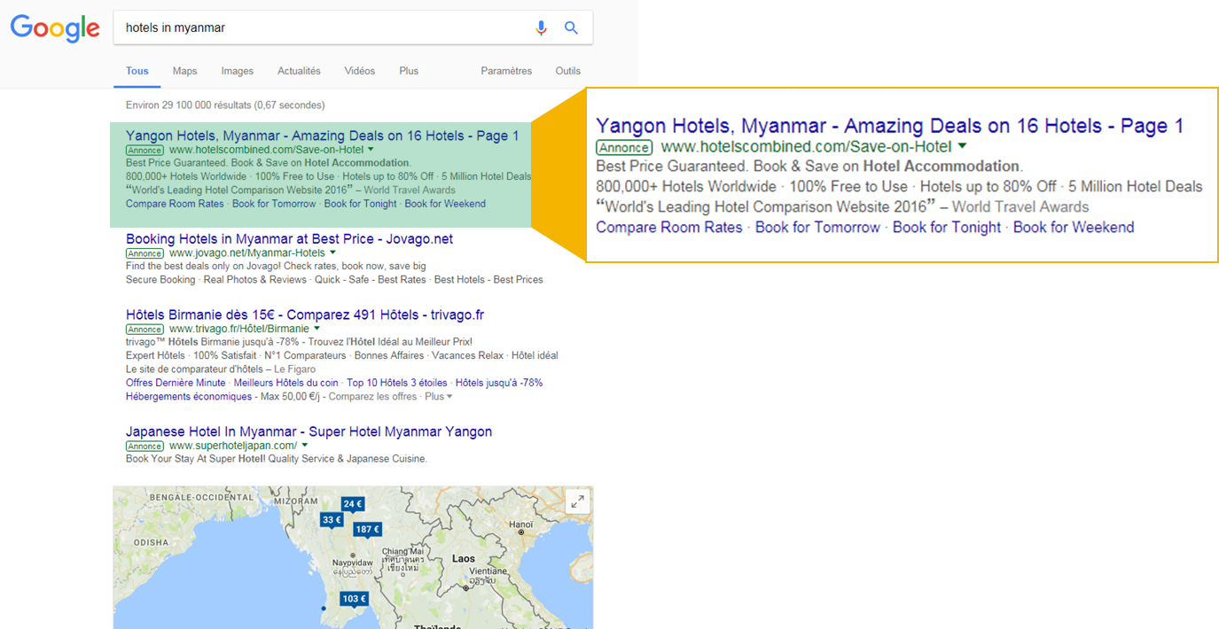 seo for myanmar hotel, sem for myanmar hotel, search engine marketing/ advertising for myanmar hotel & tourism